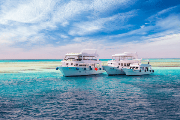 Yachts on serene blue ocean waters