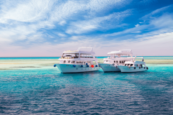 Yachts on serene blue ocean waters