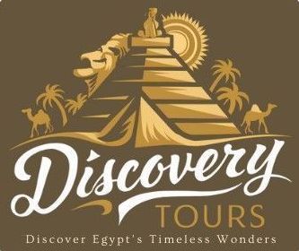 Discovery Tours logo with Egyptian pyramids and Sphinx.