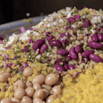 Colourful mixed bean salad close-up
