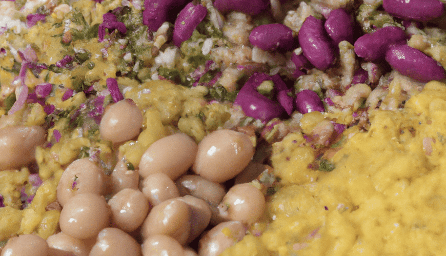 Colourful mixed bean salad close-up