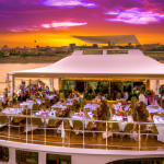 Sunset dining on river cruise boat