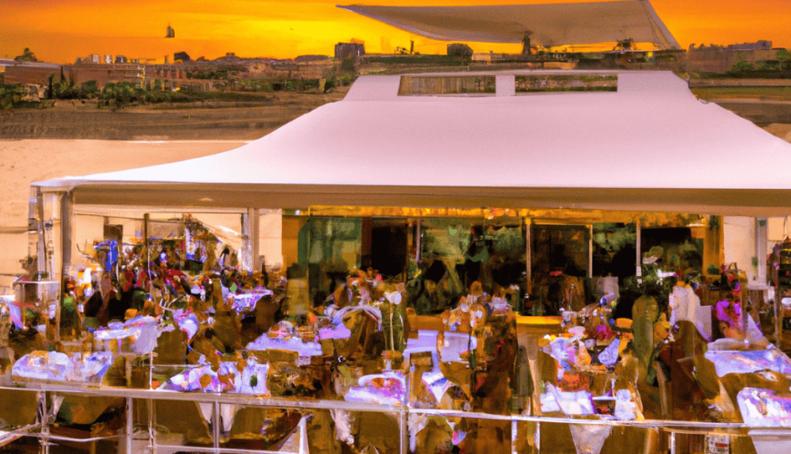 Sunset dining on river cruise boat